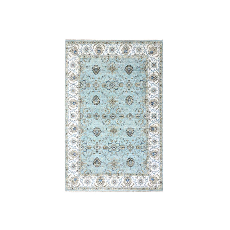 Tapis bleu pâle 6 pi x 9 pi 1 po Agra Shah Abbas Vines