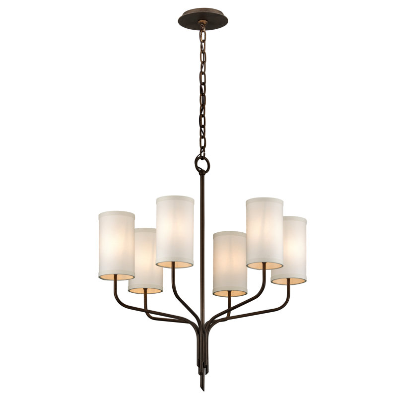 Juniper 8 - Light Chandelier, Textured Gold Leaf, 6