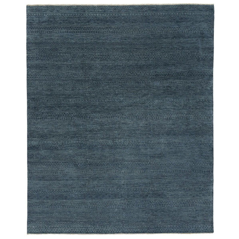 Smith Wool Area Rug in Indigo Blue/Neutral, Rectangle 8' x 10'