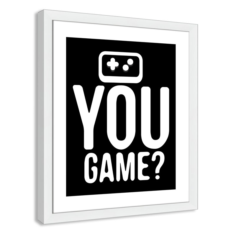 «You Game inversée», art encadré, H 16 po x l 12 po x P 0,63 po, Cadre blanc