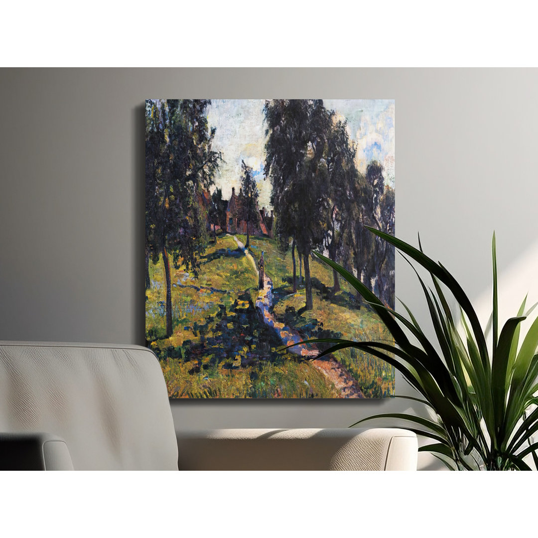 Impressionist Landscape Canvas Wall Art, Vintage Countryside Path Painting Print, Rustic Village Scenic Home Decor Gift