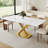 Morden White Retangular Dining Table with Stainless steel X-Shaped Base, Glossy White Kitchen Table for 4-6-90753975-118372387