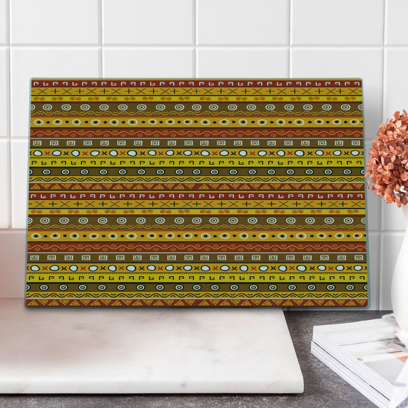 Ambesonne Tribal Cutting Board Large Size Indigenous Art Orange Yellow