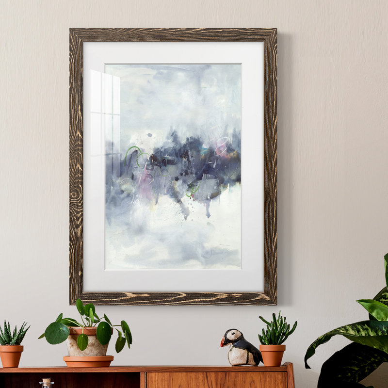 Oiseaux I - peinture encadrée, Cadre noyer, H 43,5 po x l 31,5 po x P 1 po