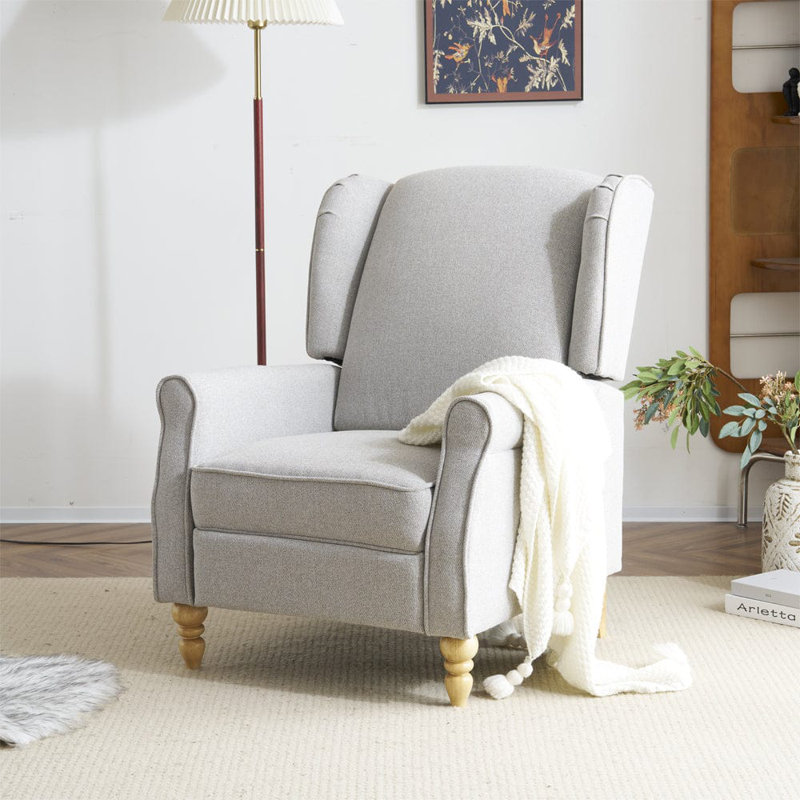 Ozvaldo 70cm Wide Wing Chair Recliner, Light Grey