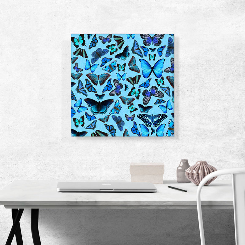 Reproduction d'art graphique sur toile bleu marine, H 18 po x l 18 po x 1,5 po