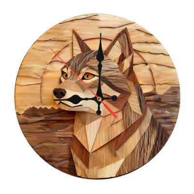 Horloge murale ronde en bois 10 po, mouvement à quartz silencieux, imprimé UV, à piles