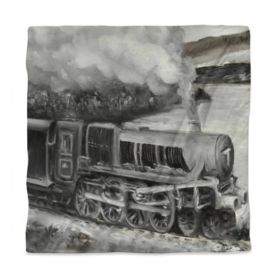 Vintage Passenger Locomotive Gray Duvet Cover - Home Decor