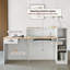 Bureau de réception moderne et ergonomique avec rangement ouvert et éclairage DEL