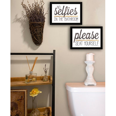 «No Selfies When Seating», art mural 2 pièces pour salon, décoration murale par Marla Rae