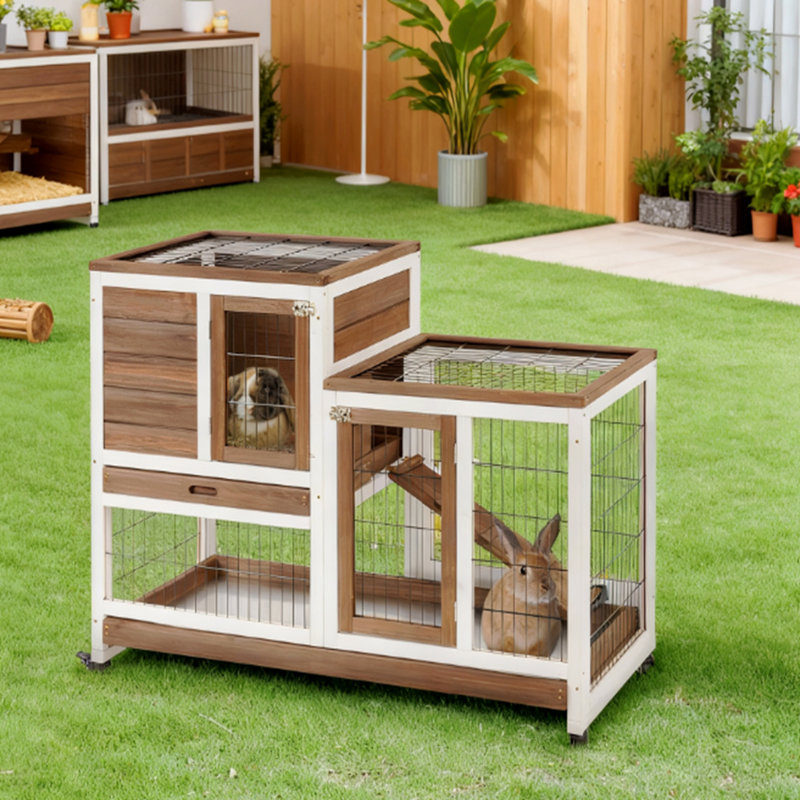 Cage à lapin surélevée en bois