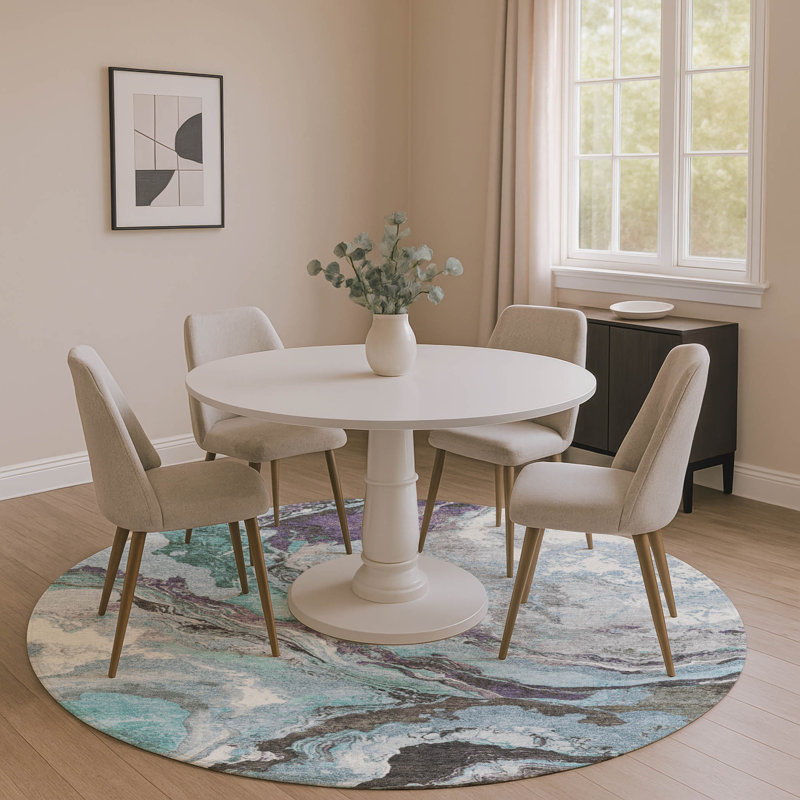 Premium Machine Washable Mayfield AMF1908 Abstract Rug, Round 8'