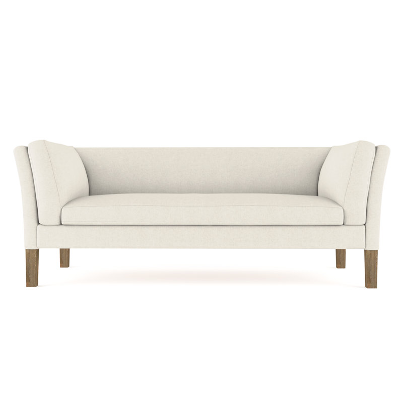 Charlton Flared Shelter-Arm Sofa, 31" H x 108" W x 40" D, Box Weave Linen Alabaster, Ebony