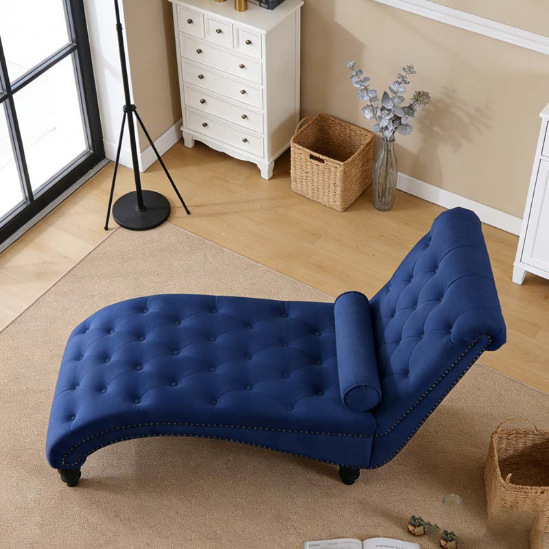 Fauteuil inclinable en velours capitonné, Marine