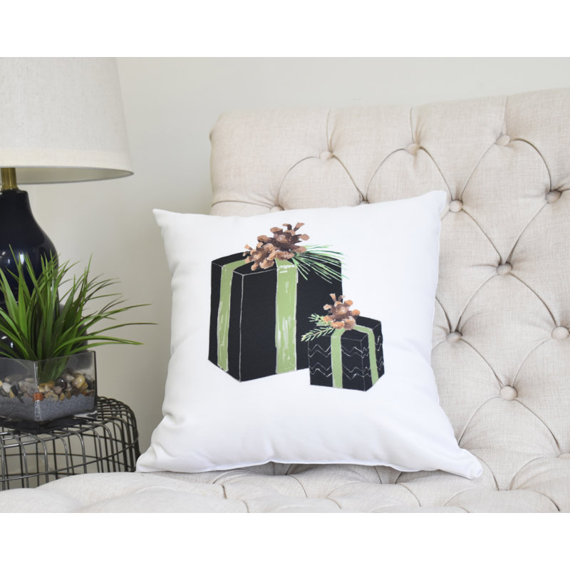 Housse et insert de coussin décoratif carré nature Maselli, Noir / blanc, 16 po x 1 po