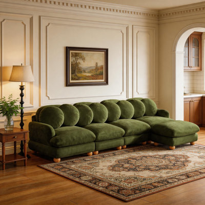 Chenille 5-Seat Large Modular Sectional with Ottoman