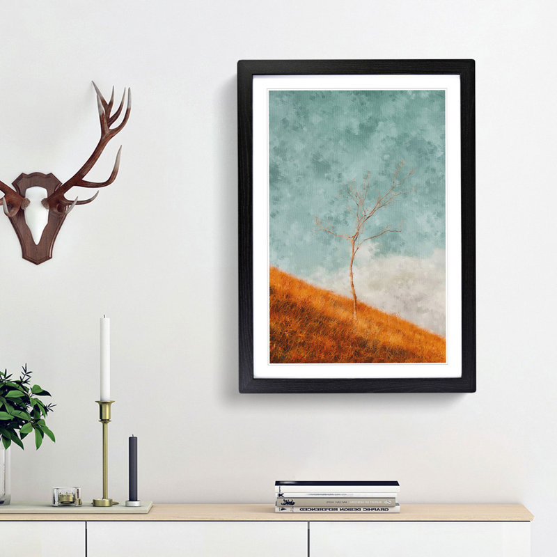 Lonely Tree - Framed Print, 33cm H x 24cm W x 2cm D, Black Framed