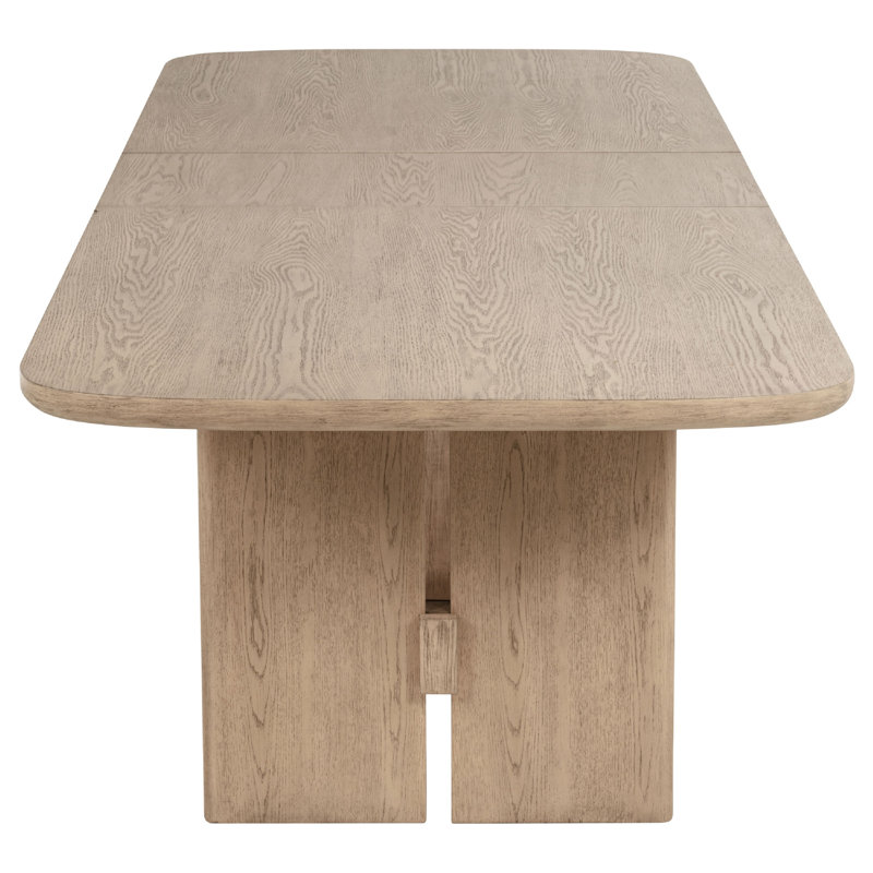 Lno 9 Piece Rectangular Dining Table Set, 8 Chairs, Beige Oak