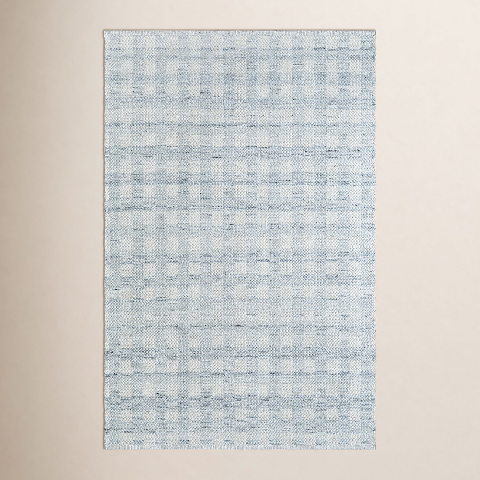 Lavande Hand-Woven Plaid Gray Rug, Rectangle 5' x 7'6"
