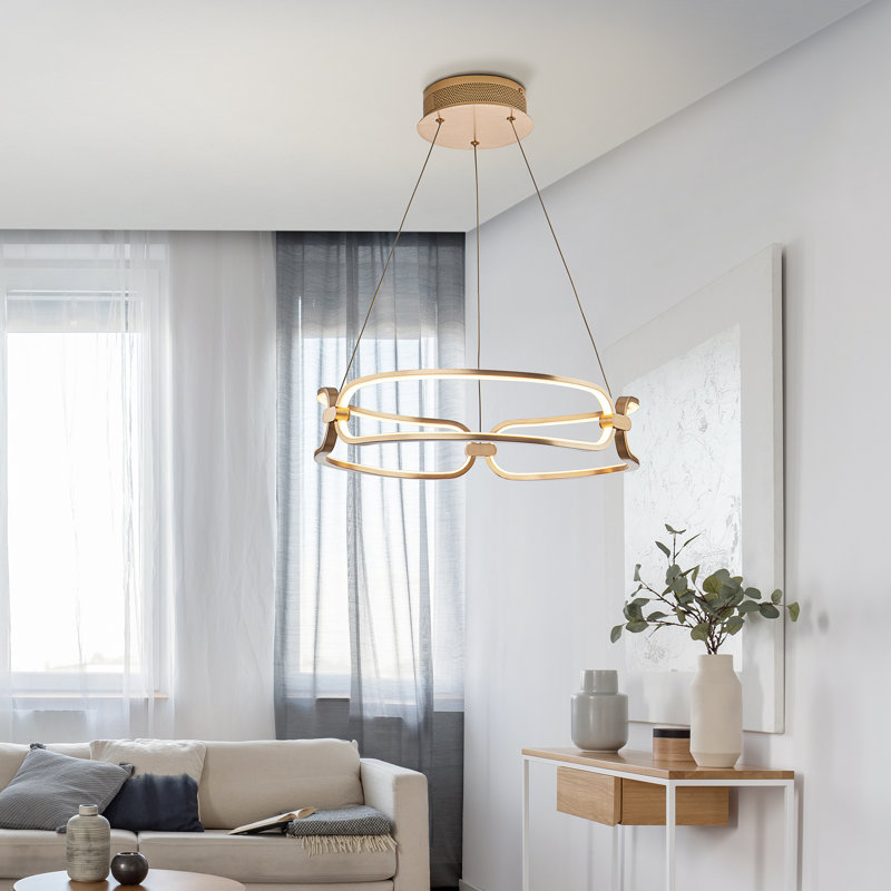 Mercedes 3 - Light LED Geometric Pendant, Aluminium/Golden