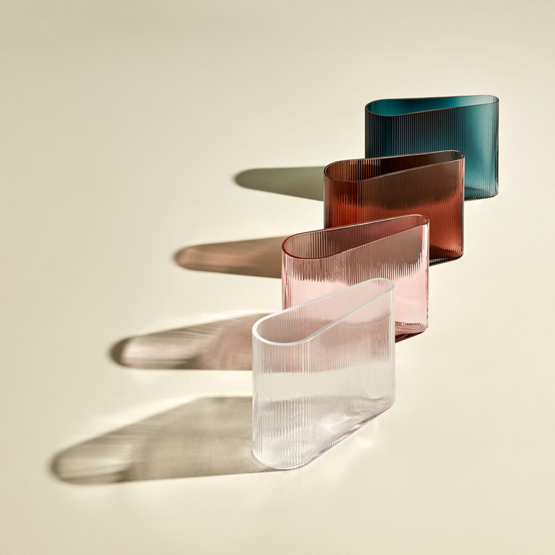 Clear Corrugated Crystal Bouquet Vase