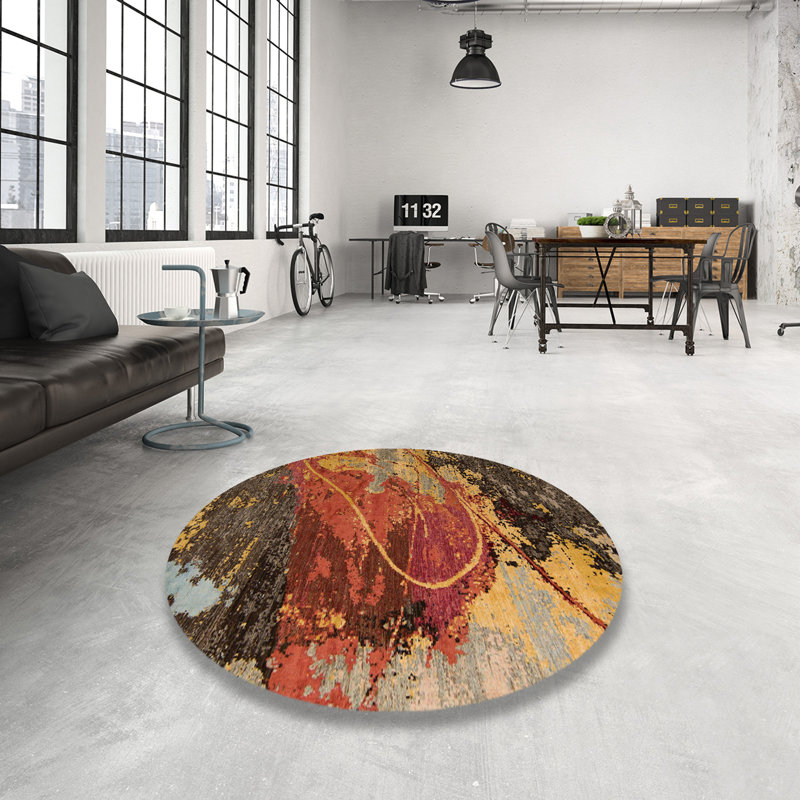 Abstract Indoor Rug, Round 6'