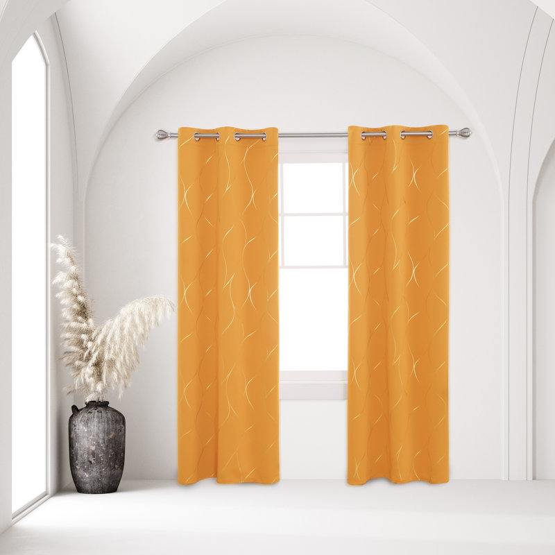 Boulus Room Darkening Curtain Pair, 42" W x 63" L, Orange Flame