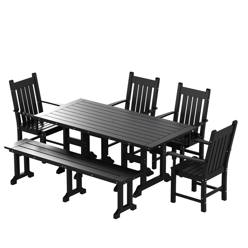 Ensemble de salle à manger de patio pour 70 personnes avec banc Laguna, Noir