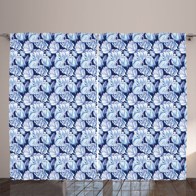 Cherice Polyester Semi Sheer Curtain Pair