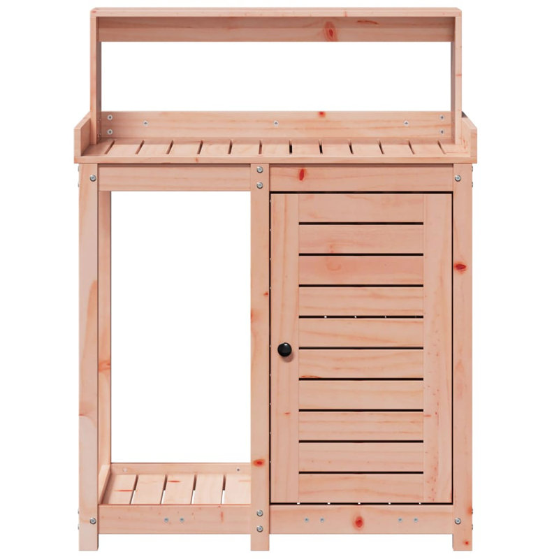 Broxton Wood Potting Bench, Brown, white and pink