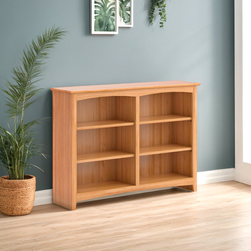 Malani 36" H Solid Wood Classic Bookcase, Natural, (3 Shelves) 36"H x 49.75"W x 12.875"D