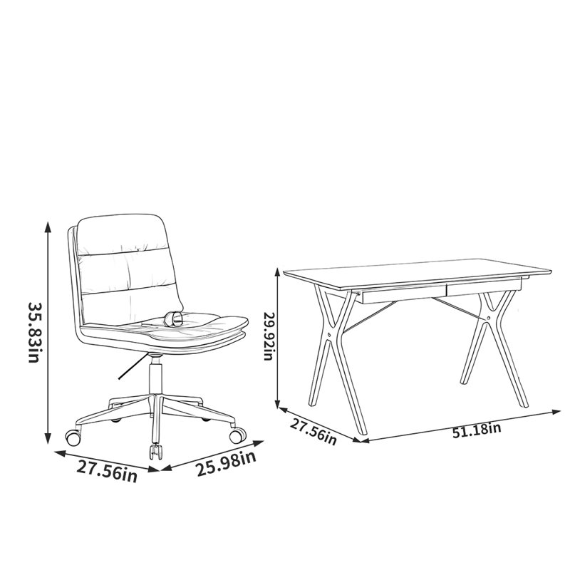 Bureau et chaise minimalistes créatifs de style japonais, Brun