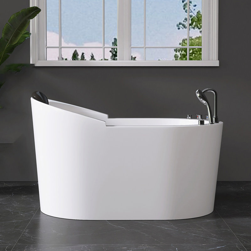 51" X 31" Freestanding Acrylic Whirlpool Soaking Bathtub With Jet Massage Function
