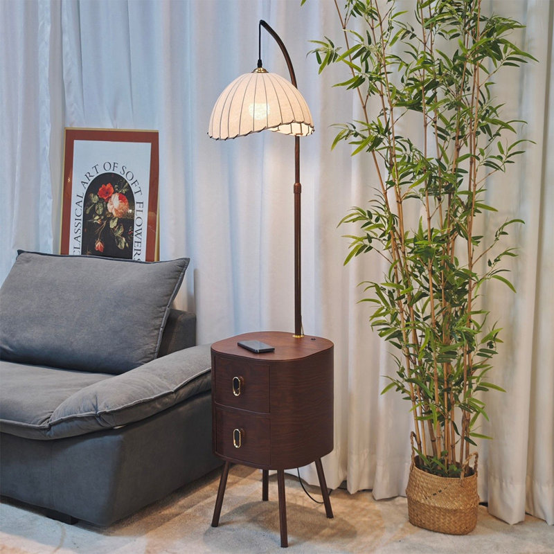 Walnut Solid Wood + Iron Free form Floor Lamps