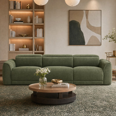 110.2'' Zero Wall Power Recliner Sofa With Adjustable Headrest And Easy-Clean Chenille Fabric