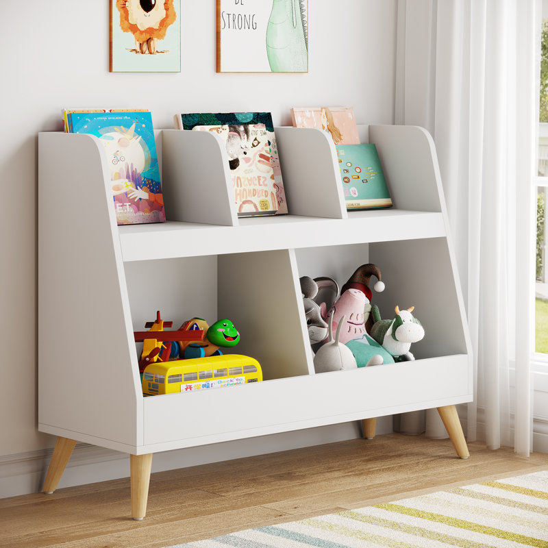 Allya Multi-Cubby Bookcase with Toy Storage, White