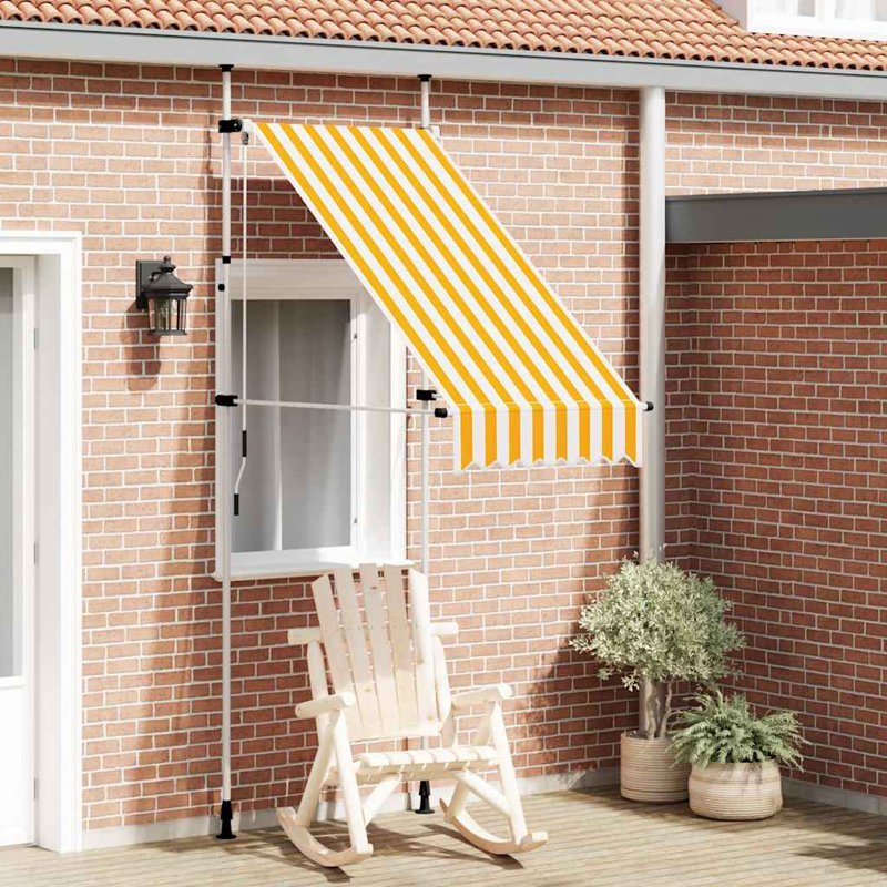 Auvent de porte / fenêtre rétractable en polyester, H 120 po x l 59,1 po x P 40 po, White, Orange/Brown