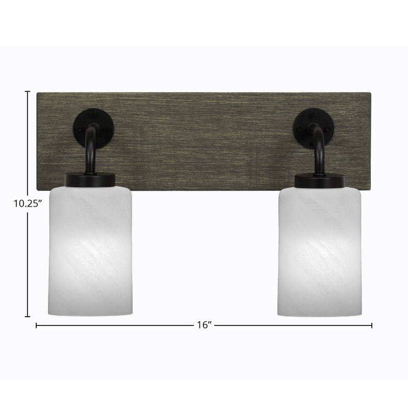 Barre d'éclairage de salle de bain 2 lumières Oxbridge, Blanc, Noir mat / gris