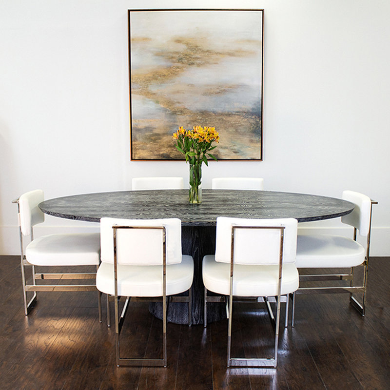Jefferson Oval Dining Table, Black Cerused Oak
