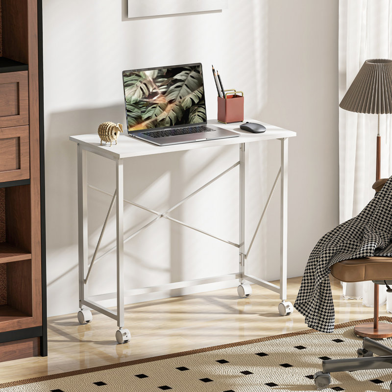 Foldable Writing Desk, White/White