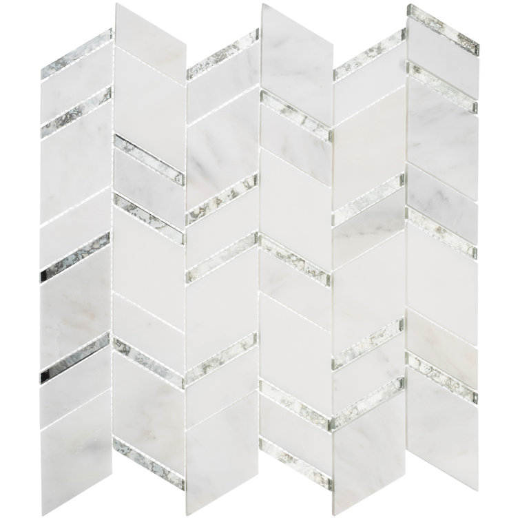 Casia Marble/Porcelain/Glass Chevron Pattern Mosaic Wall Tile