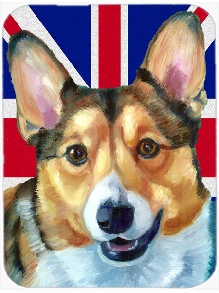 Caroline's Treasures Union Jack Corgi with English British Flag Glass Cutting Board