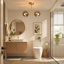2-Light Smoked Glass Globe Semi Flush Mount — Gold Metal Sputnik Ceiling Light for Living Room & Bedroom