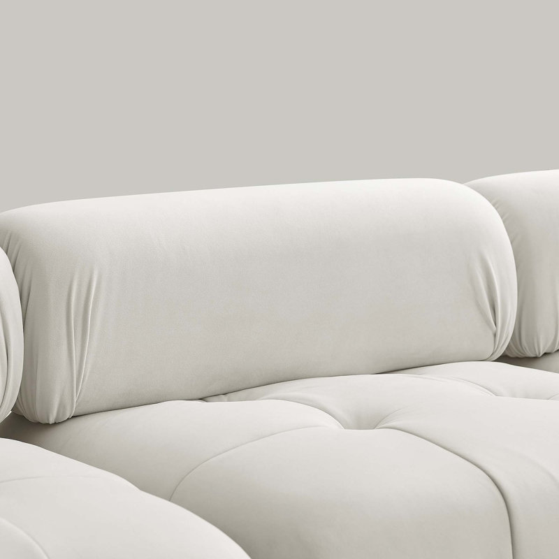 Chaise polyvalente pour canapé modulaire unique, rehaussant tout espace, Velours blanc