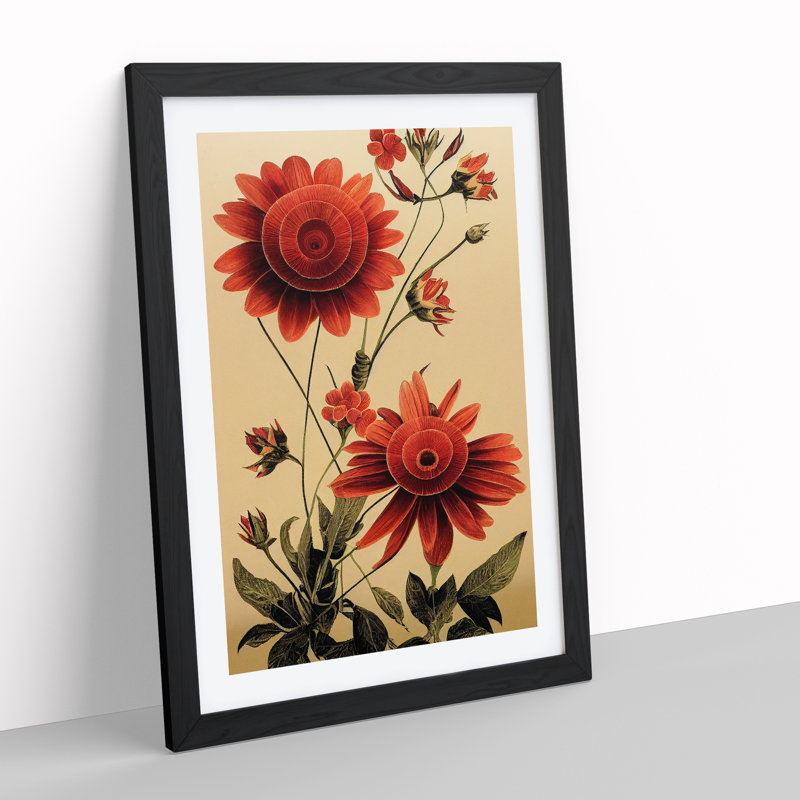 Retro Flower - Framed Print, Black Framed, 64cm H x 46cm W x 2cm D