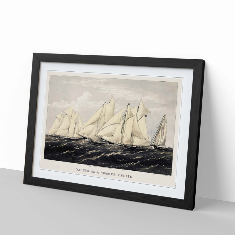 Yachts on a Summer Cruise - Picture Frame Painting Print, 36cm H x 48cm W x 2cm D, Black Framed