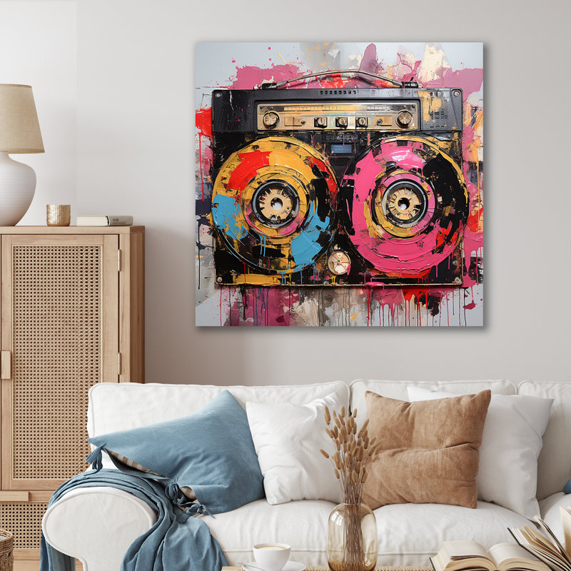Abstract Rhythms Jukebox 2 - Jukeboxes, art mural, H 30 po x l 30 po x P 1,5 po, Toile tendue