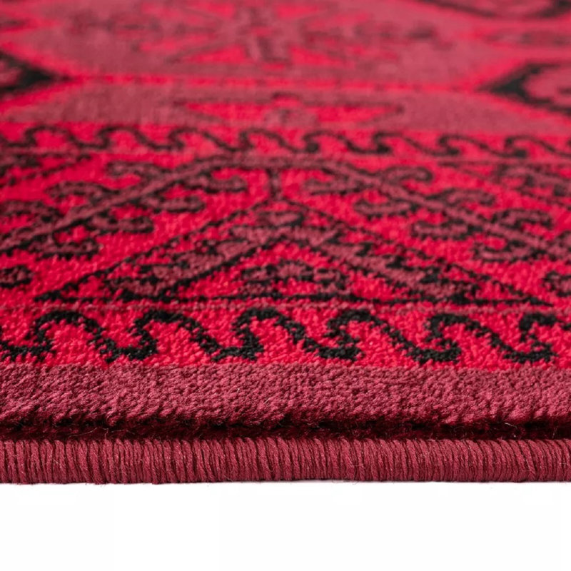 Rectangle Floral Flatweave Area Rug, Red, Rectangle 110cm x60cm