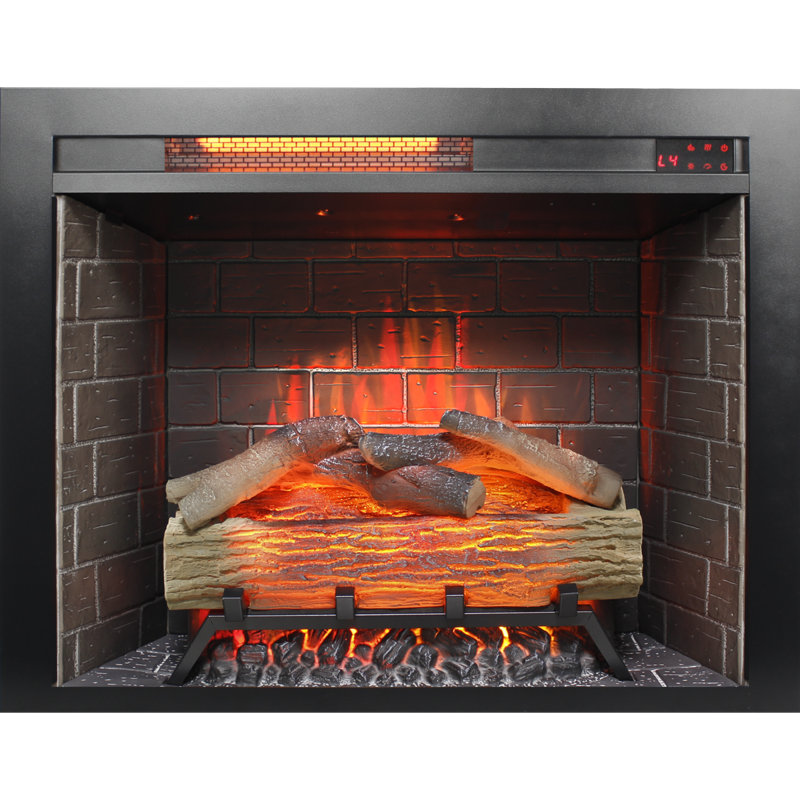 28 Inch Infrared Electric Fireplace Insert, Touch Panel Home Decor Heater, Smokeless Firebox With Fixed Trim Kit.With Crackling Sound