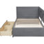 Lit de jour simple avec 2 tiroirs et base de garde-corps en bois rustique gris antique
